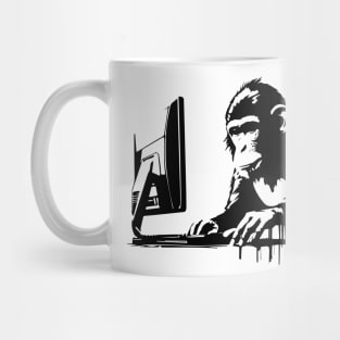 monkey plays computer Mug